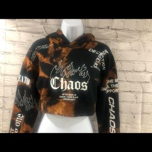 Chaco Black and Orange Women's Cropped Hoodie